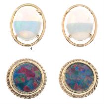 Two pairs of opal & doublet earrings