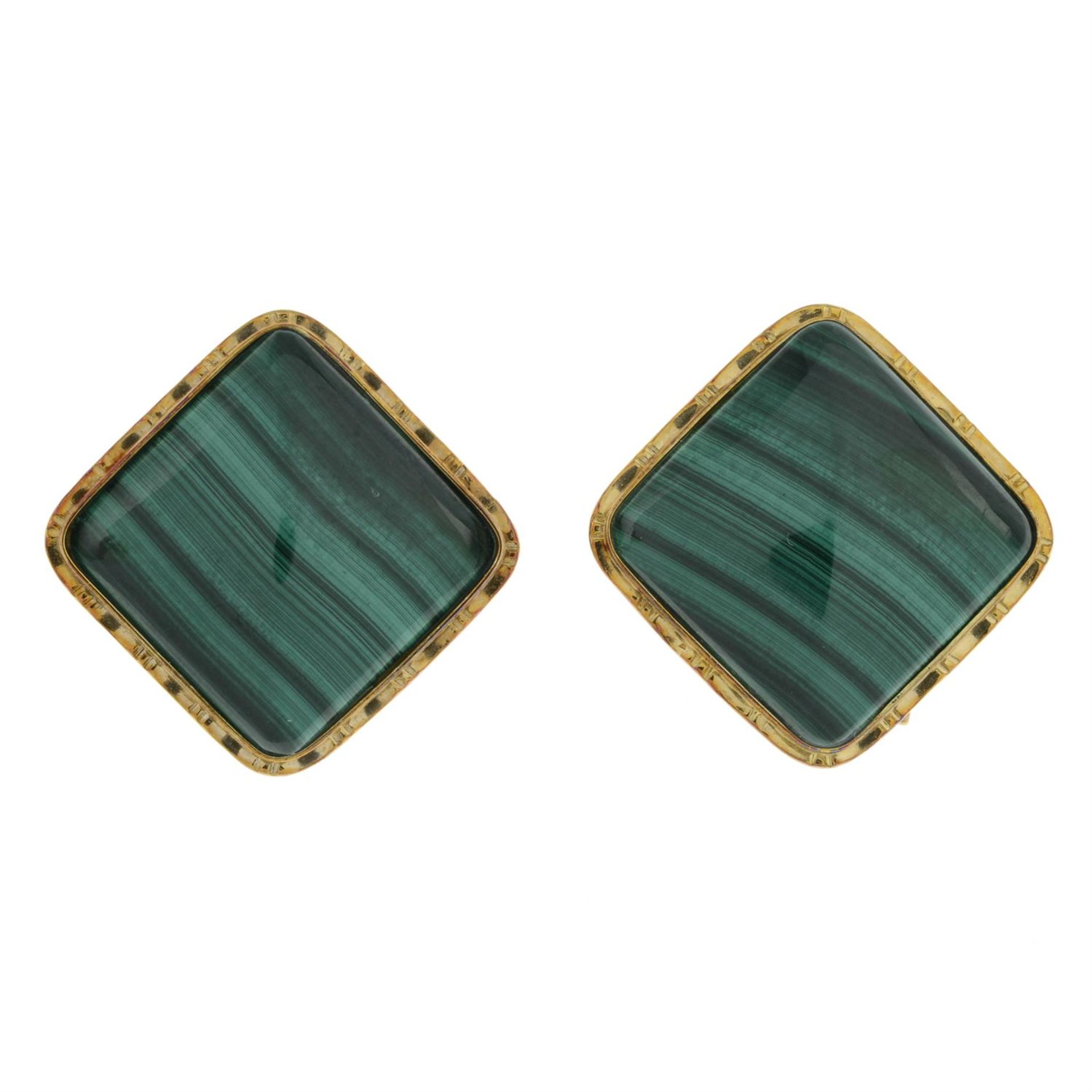 Malachite square-shape earrings