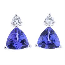 A pair of tanzanite & diamond earrings