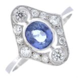 Sapphire & diamond cluster ring