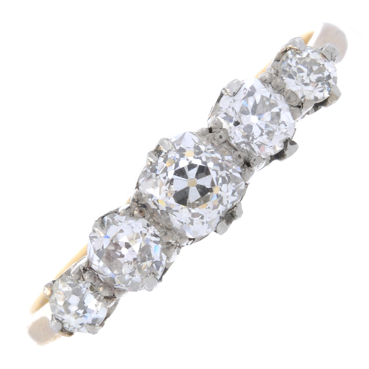 Mid 20th century diamond five-stone ring