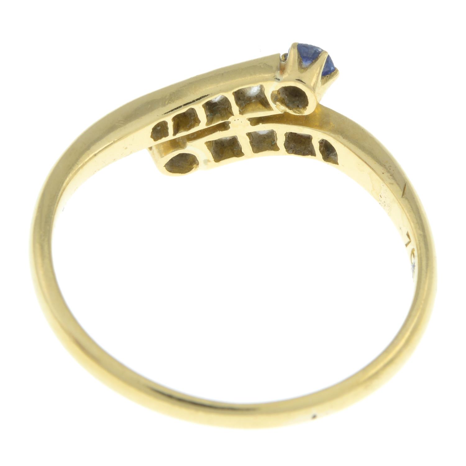 Late Victorian 18ct gold sapphire & diamond crossover ring - Image 2 of 2