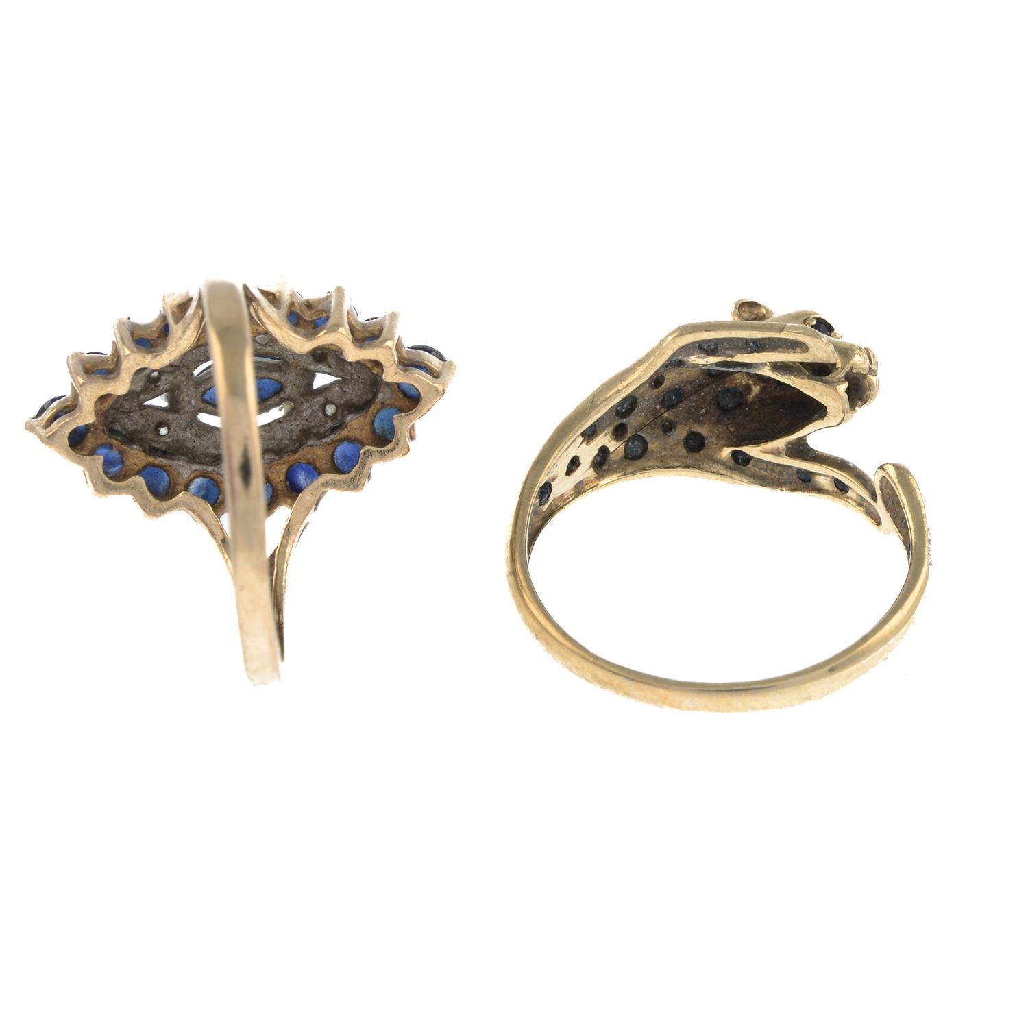 Two 9ct gold sapphire & diamond rings - Bild 2 aus 2