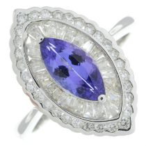 18ct gold tanzanite & diamond dress ring