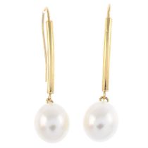 Cultured pearl drop earrings