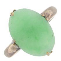 19th century 9ct gold jade cabochon single-stone ring