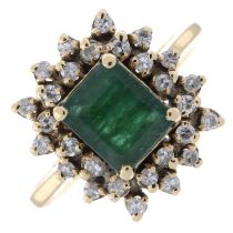 Emerald & diamond cluster ring