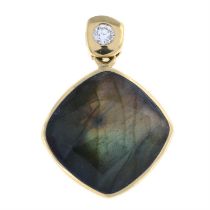 18ct gold labradorite & diamond pendant