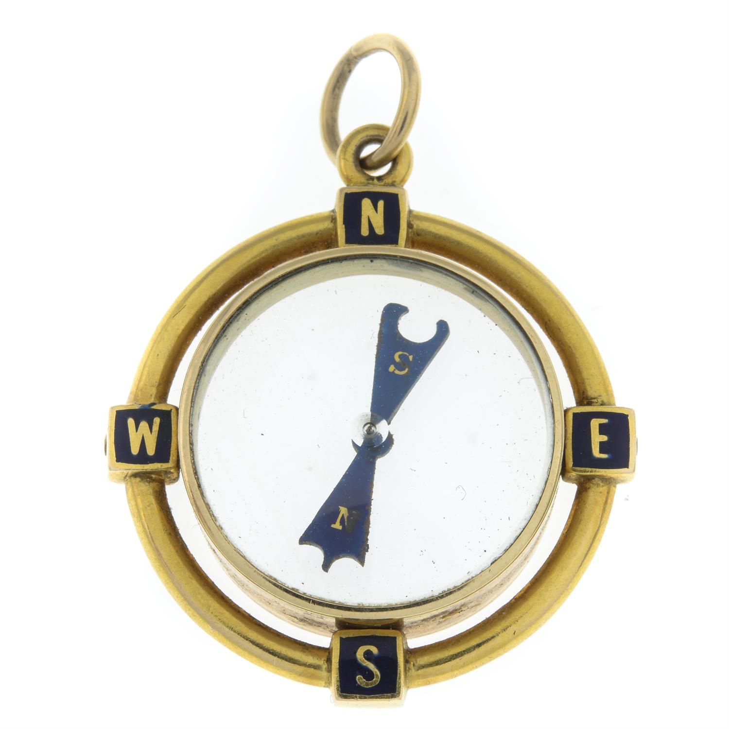 19th century gold enamel compass pendant / charm - Image 2 of 2