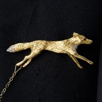 18ct gold diamond fox brooch