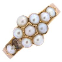 Victorian 18ct gold split pearl ring