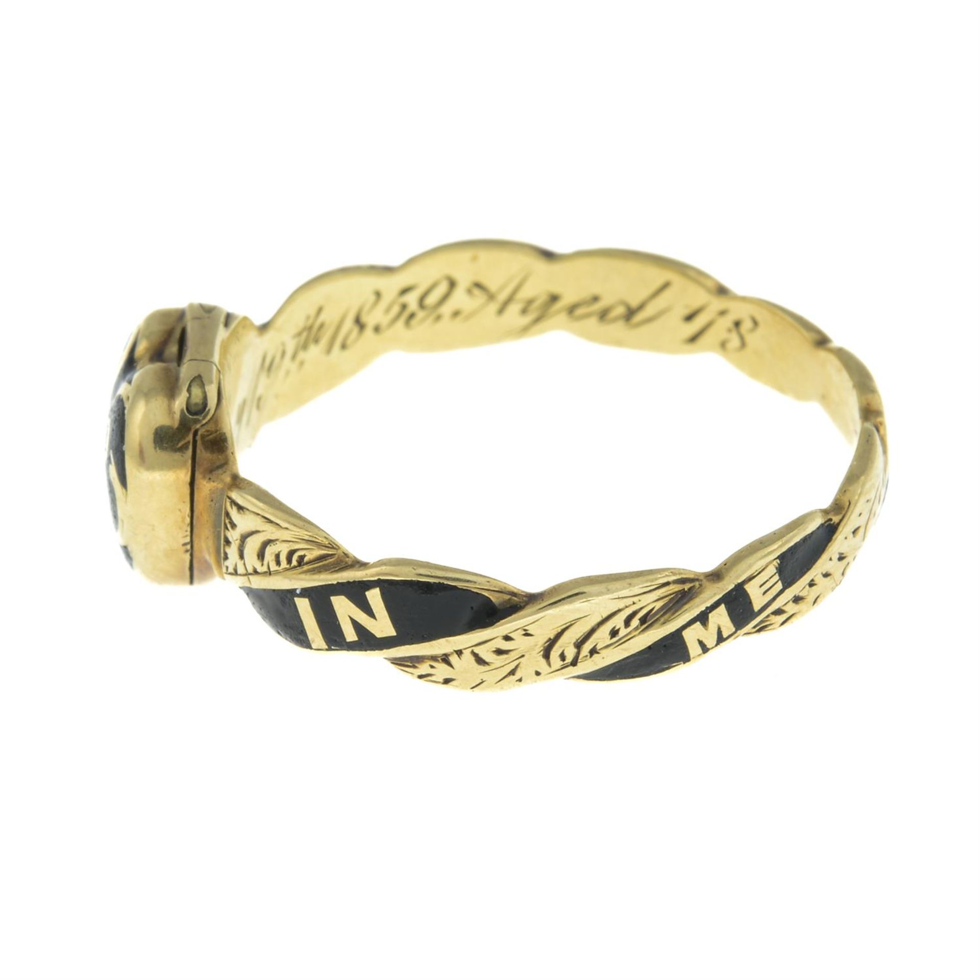 Mid Victorian gold enamel memorial locket ring, circa 1856 - Image 2 of 7