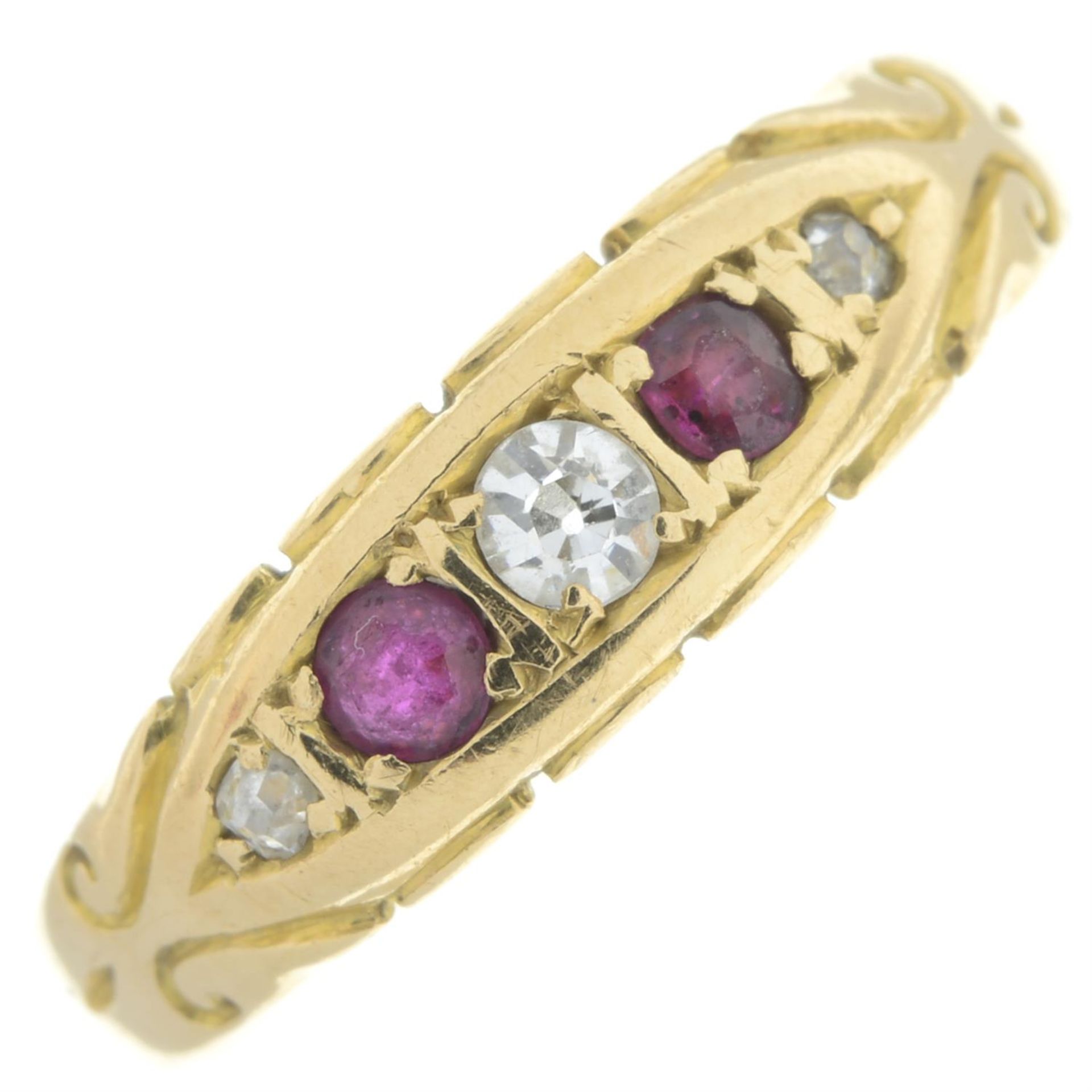 Ruby & diamond five-stone ring