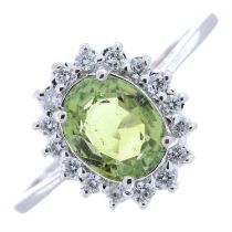 Green tourmaline & diamond ring