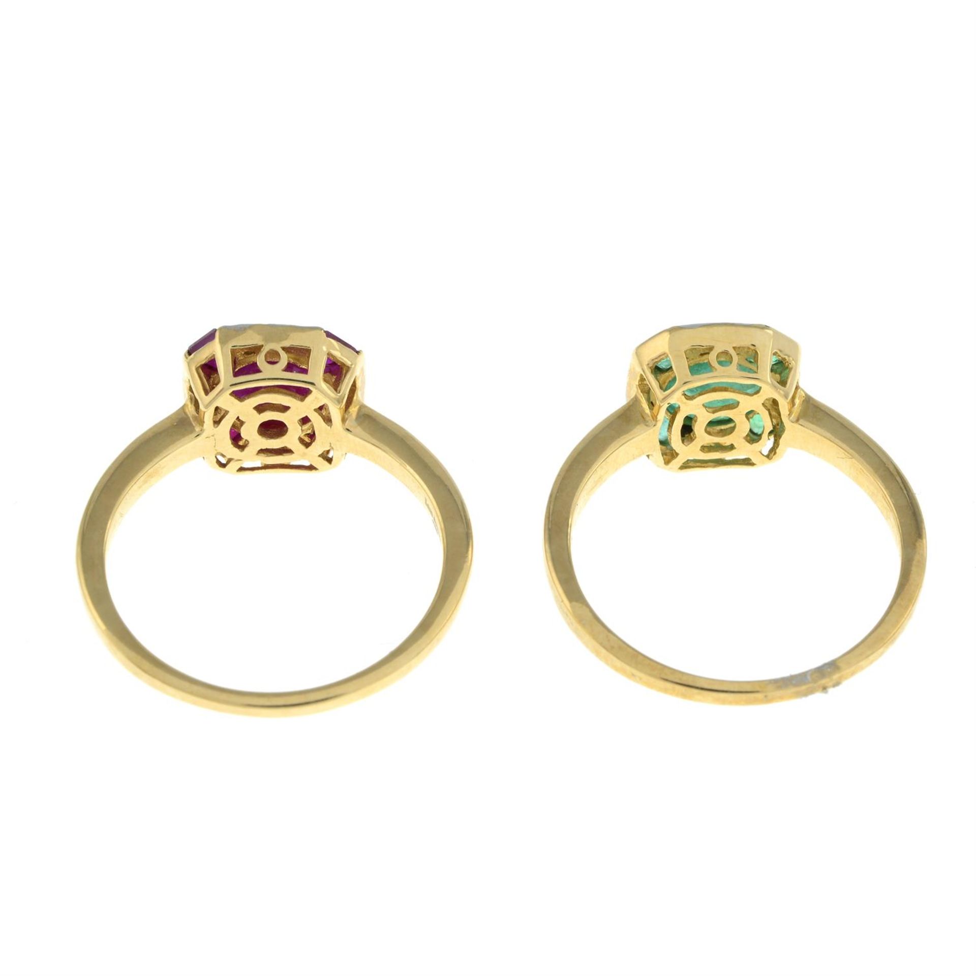 Two 9ct gold gem & diamond cluster rings - Image 2 of 2