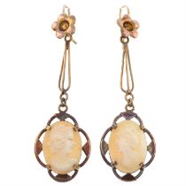 Shell cameo drop earrings