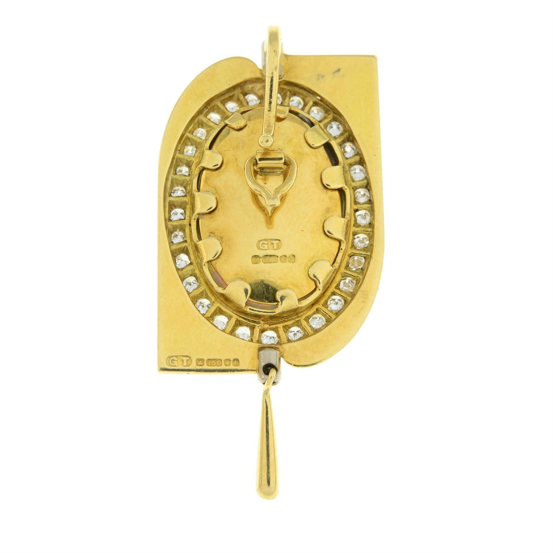 18ct gold opal & diamond pendant - Image 2 of 2