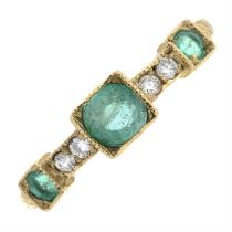 Emerald and diamond ring