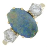 Opal & diamond three-stone ring