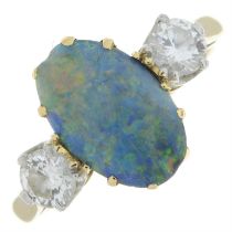 Opal & diamond three-stone ring