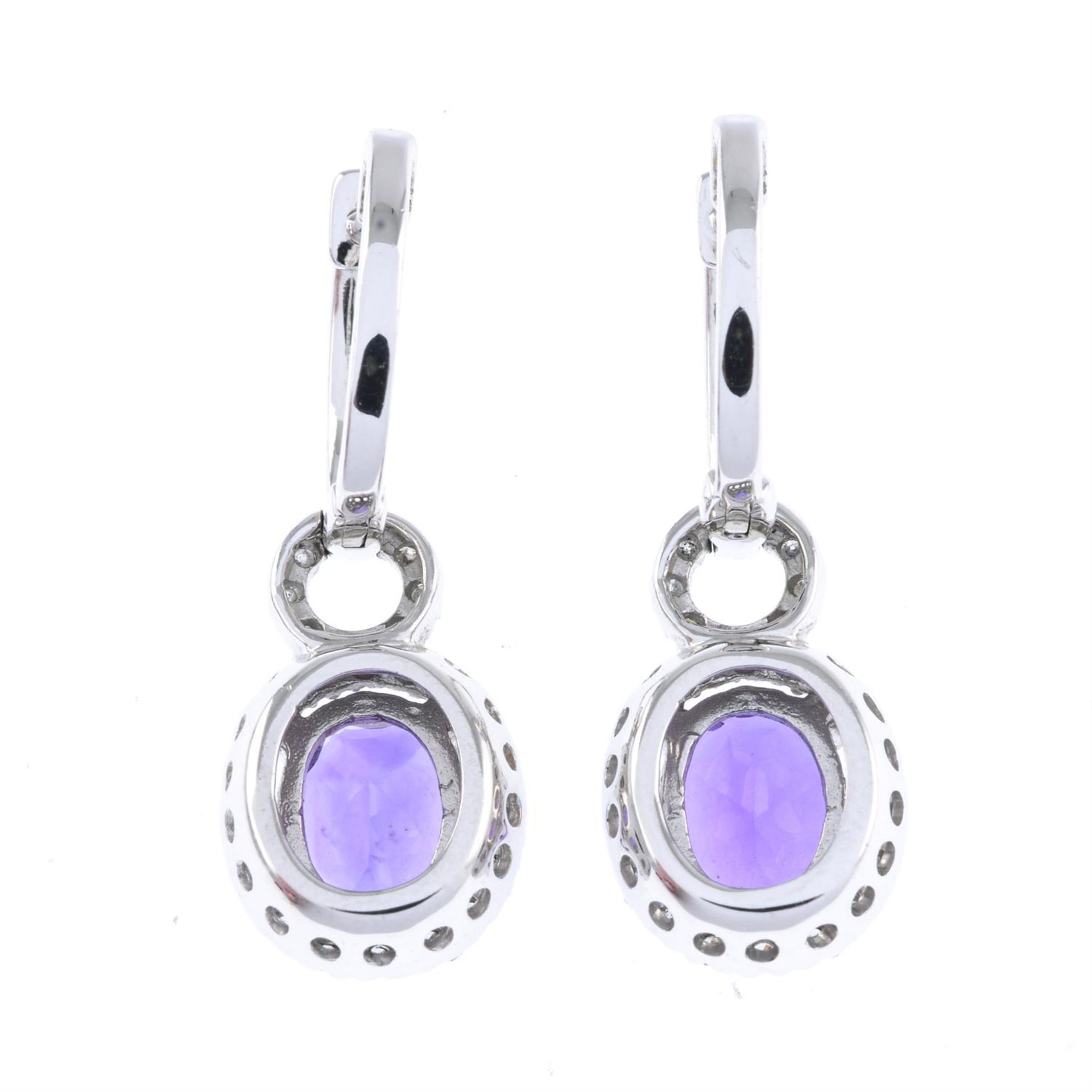 Amethyst & diamond earrings, AF - Image 2 of 2