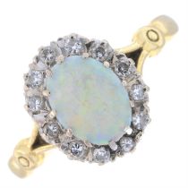 18ct gold opal & diamond cluster ring