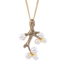9ct gold cultured pearl pendant, Mikimoto