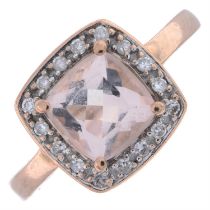 9ct gold morganite & diamond cluster ring