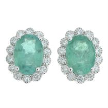 18ct gold emerald & diamond earrings