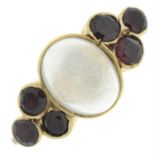 Moonstone & garnet ring