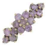 9ct gold pink sapphire floral cluster ring