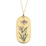 Mother-of-pearl pendant, 18ct gold chain