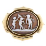 Early 20th gold shell cameo brooch