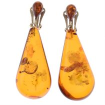 Modified amber clip-on earrings