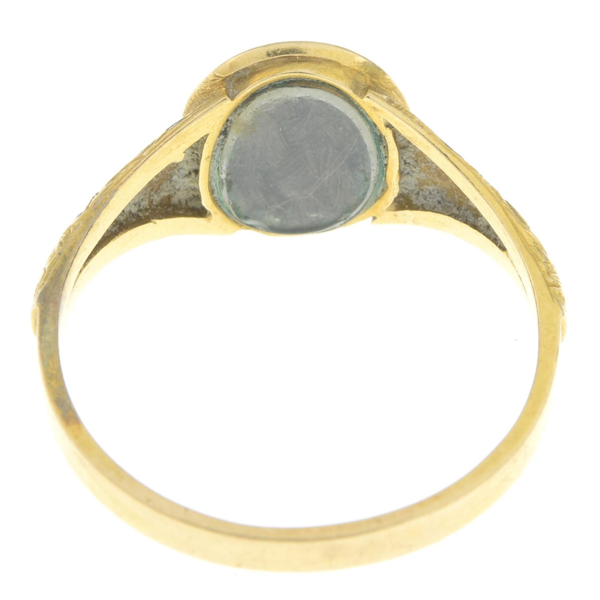 Victorian 18ct gold diamond & enamel mourning ring - Image 2 of 2