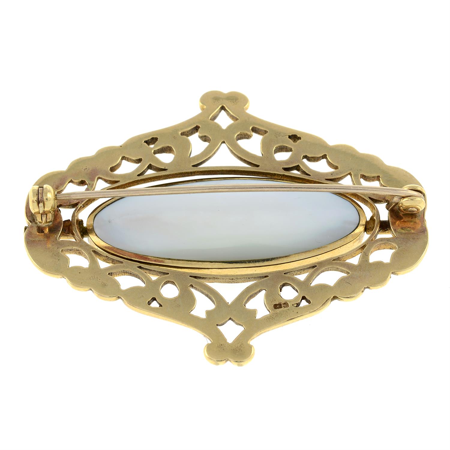 9ct gold brooch, with central gem-set swivel panel - Image 2 of 2