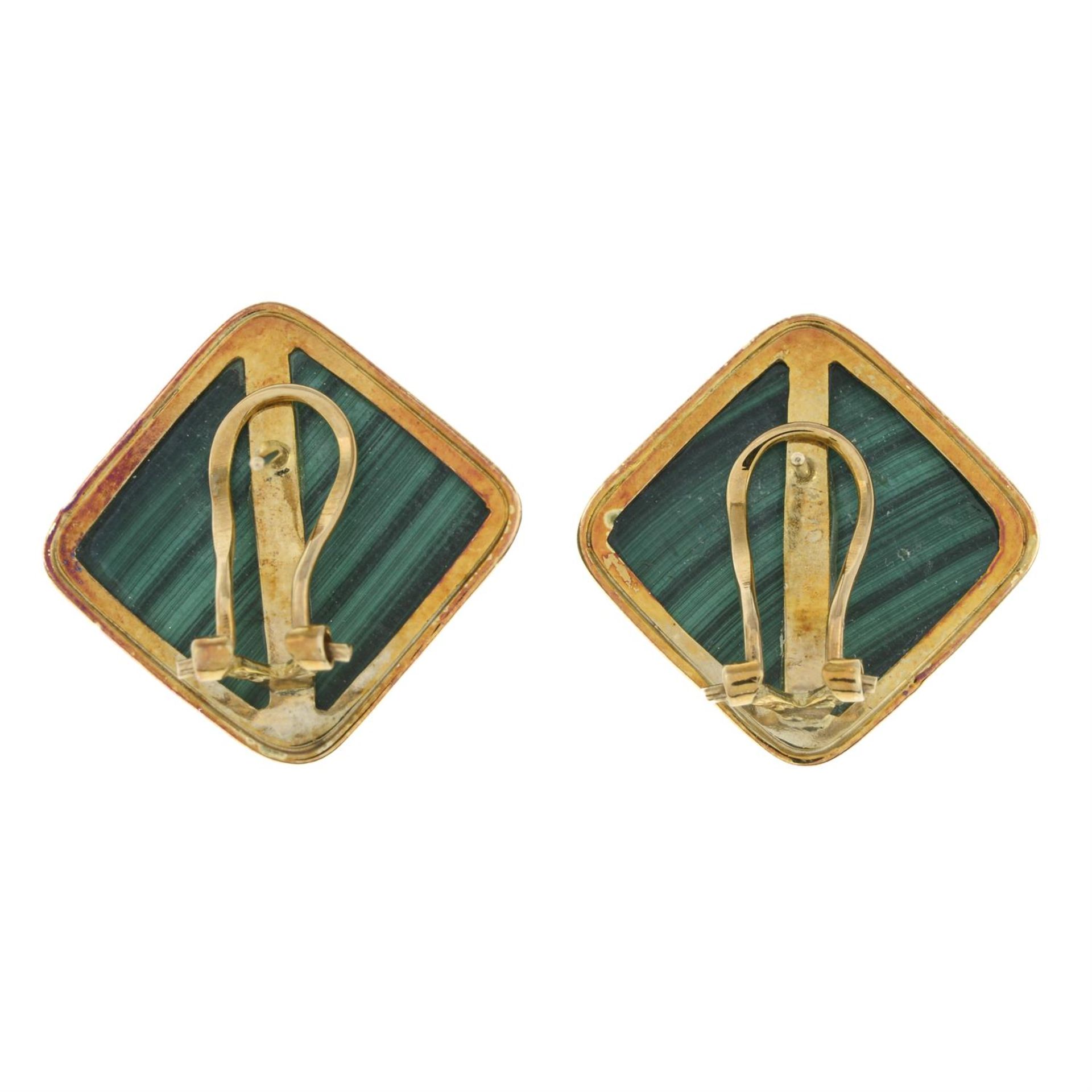 Malachite square-shape earrings - Image 2 of 2
