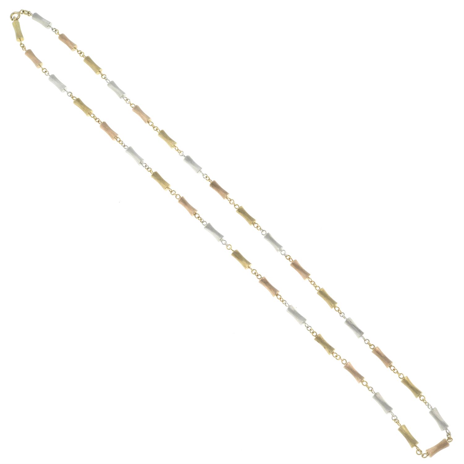 Tri-colour 9ct gold necklace