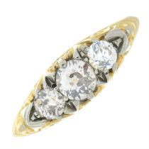 Mid 20th 18ct gold diamond & paste ring