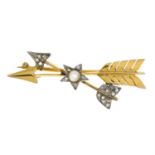 Early 20th c. gold 'star crossed lovers' brooch