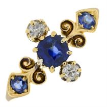Edwardian 18ct gold sapphire & diamond ring