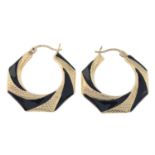 9ct gold enamel hoop earrings