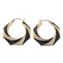 9ct gold enamel hoop earrings