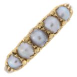 Early 20th century 18ct gold split pearl five-stone ring