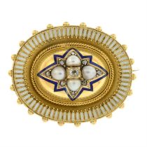 late Victorian gold, gem & enamel brooch