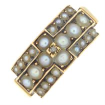 Early 20th century 15ct gold split pearl & diamond ring