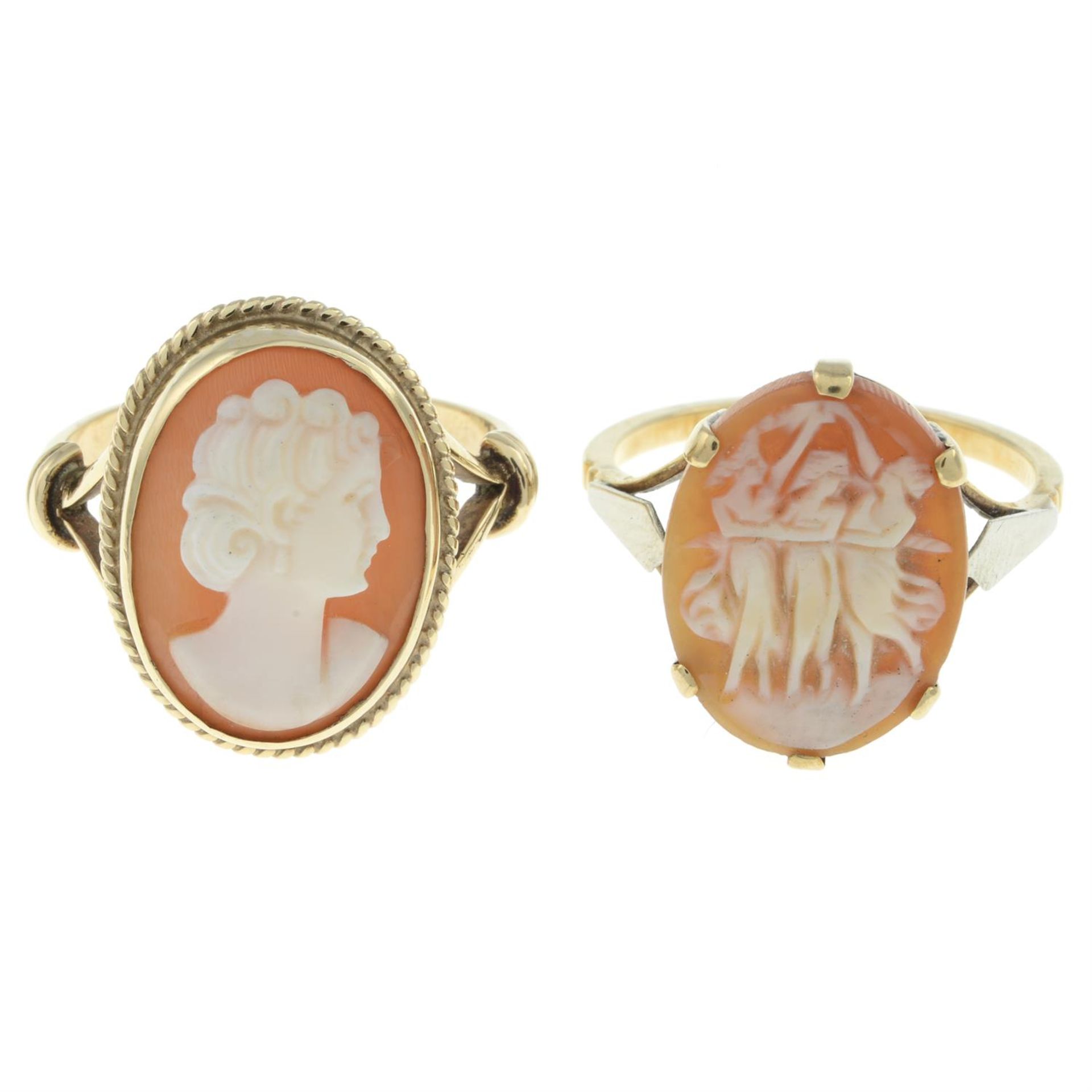 Two mid 20th century cameo rings