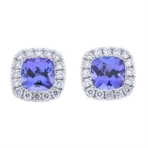 18ct gold tanzanite & diamond cluster earrings