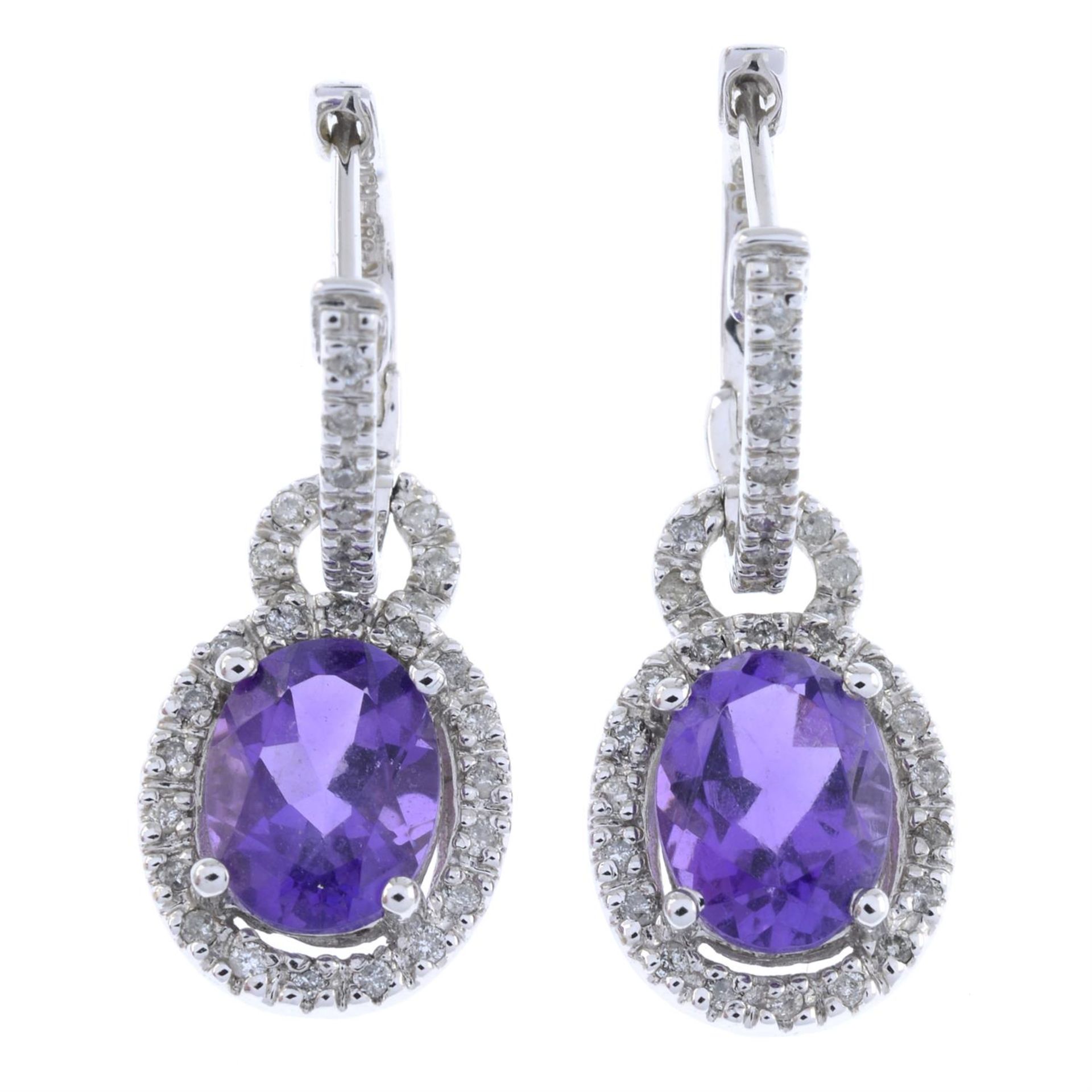 Amethyst & diamond earrings, AF