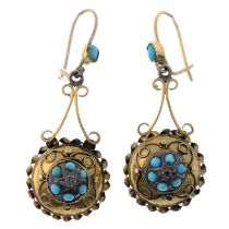 Turquoise & diamond drop earrings